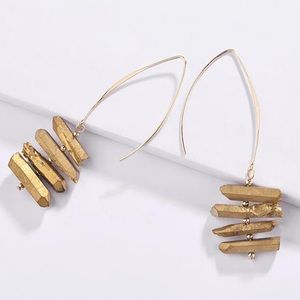 Anthropologie Gold Plated Titanium Aura Quartz Point Gemstone Crystal Earrings